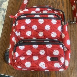 Lug crimson dot compass crossbody bag